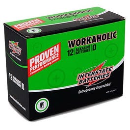 Workaholic Alkaline Battery, D, 12-Pk.