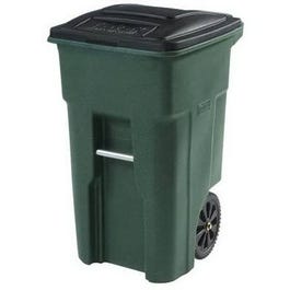 Trash Cart, Green, Wheeled, 32-Gal.