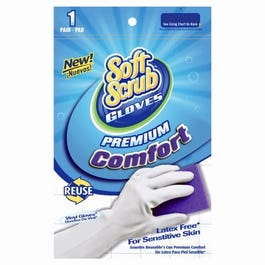 Premium Comfort Vinyl Gloves, Latex-Free, White With Flocked Cotton Lining, Small, Pr.