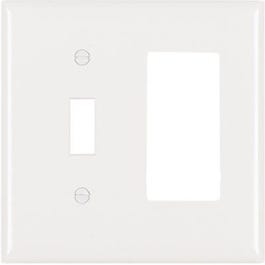 Wall Plate, 1-Toggle & 1 Decorator Opening, Urea, White