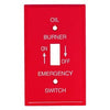 Emergency Oil Burner Wall Plate, 1-Gang, Single-Toggle, Red