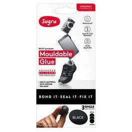 Moldable Glue, Single Use, Black, 3-Pk.