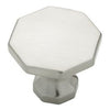 Cabinet Knob, Octagon, Satin Nickel, 1-1/8-In.