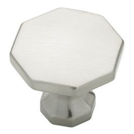 Cabinet Knob, Octagon, Satin Nickel, 1-1/8-In.