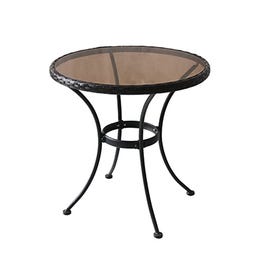 Sonoma Bistro Table, Steel and Glass, Woven Rim