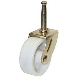 Wheel Caster, White With Brass Finish, Wood Stem, 2-In., 2-Pk.