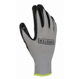 Work Gloves, Nitrile-Coated , Polyester Shell, Black/Gray, Men's XL
