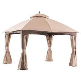 Domed Gazebo, Netting + Curtains, 10x10-Ft.