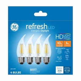 LED Chandelier Light Bulbs, Candle Shape, Clear DayChandelier Light, 300 Lumens, 4-Watts, 4-Pk.