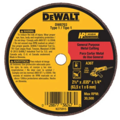 Dewalt 2 5 4 Die Grinder Wheels Type 1, 3 x .035 x 3/8