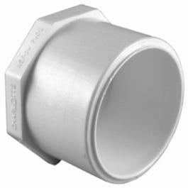 Pipe Fitting, PVC Plug Spigot, White, 1-In.