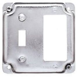 GFI Box Cover & Single Toggle, Flat Cover Square, Steel,  4-In.