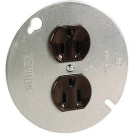 Brown Receptacle on 4-In. Round Plate, 15A, 125-Volt