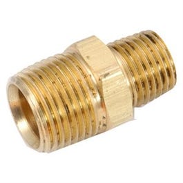 Pipe Fitting, Hex Reducing Nipple, Lead-Free Brass, 1/4 x 1/8-In.