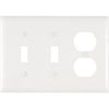 Wall Plate, 2-Toggle & 1-Duplex, Urea, White