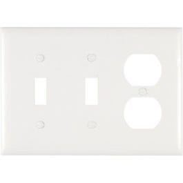 Wall Plate, 2-Toggle & 1-Duplex, Urea, White