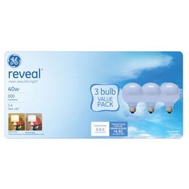 Reveal 40-Watts White Globe Incandescent Bulbs, 3-Pk.