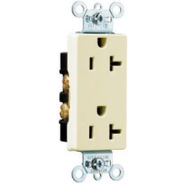 Decorator Duplex Receptacle, Side Wire, Ivory, 20-Amp, 125-Volt