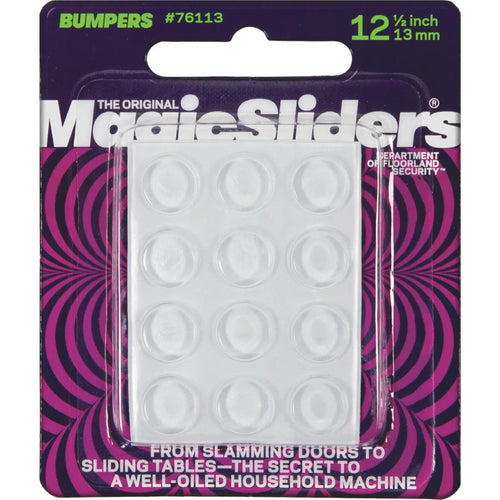 Magic Sliders 1/2 In. Round Clear Self-Stick Bumper (12 Pack)