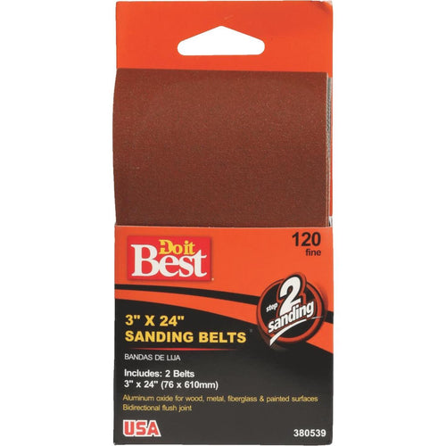 Do it Best 3 In. x 24 In. 120 Grit Heavy-Duty Sanding Belt (2-Pack)