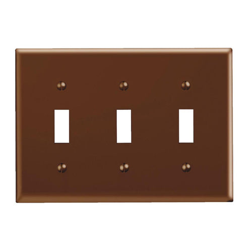 Leviton 3-Gang Plastic Toggle Switch Wall Plate, Brown