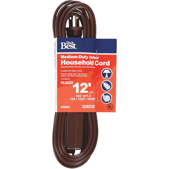 Do it Best 12 Ft. 16/2 Brown Cube Tap Extension Cord