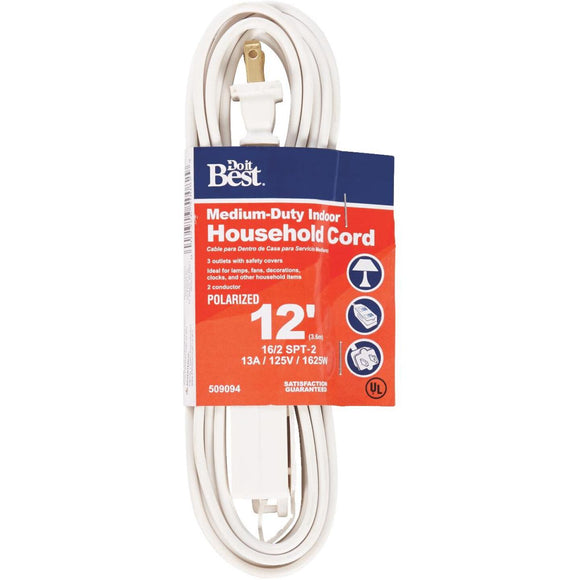 Do it Best 12 Ft. 16/2 White Cube Tap Extension Cord