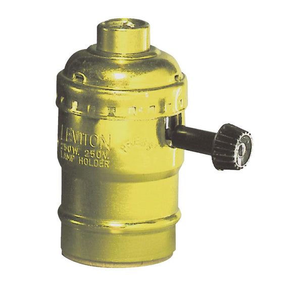 Leviton Turn-Knob Medium Base Polished Gilt Lamp Socket