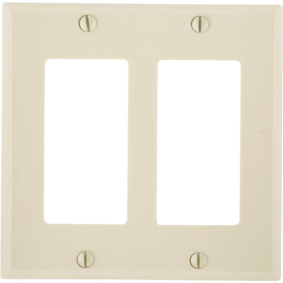 Leviton Decora 2-Gang Smooth Plastic Rocker Decorator Wall Plate, Ivory