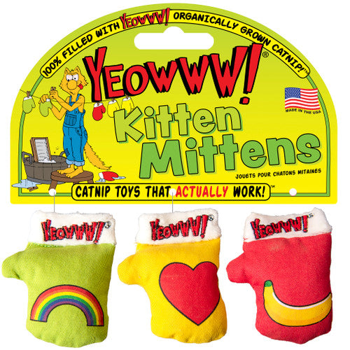 Yeowww! Catnip Kitten Mittens 3-pack Cat Toy