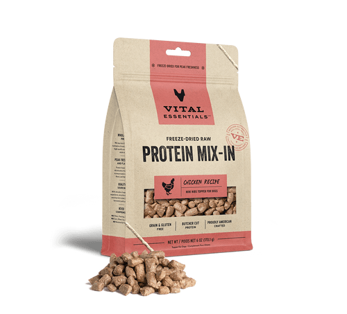 Vital Essentials Freeze Dried Raw Protein Mix-In Chicken Recipe Mini Nibs Topper for Dogs