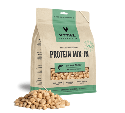 Vital Essentials Freeze Dried Raw Protein Mix-In Salmon Recipe Mini Nibs Topper for Dogs