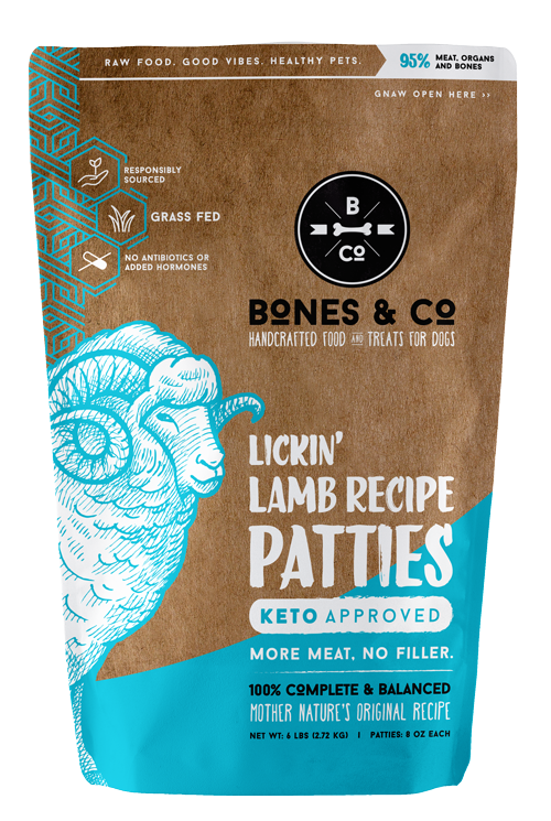 Bones & Co. Lickin' Lamb Recipe Raw Frozen Patties Dog Food