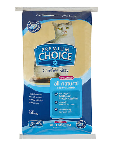 Premium Choice Carefree Kitty  Unscented Solid Scoop Clumping All Natural Cat Litter