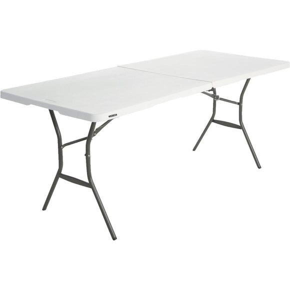 Lifetime Essential 6 Ft. x 30 In. White Granite Fold-In-Half Table