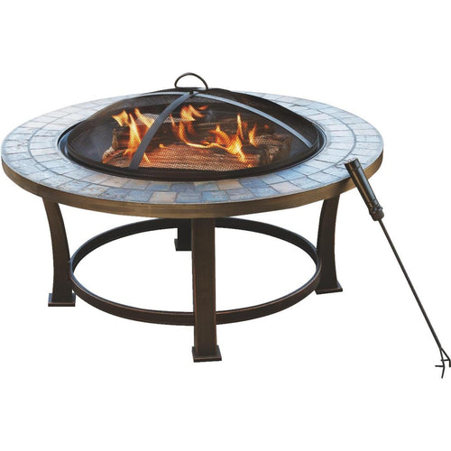 Outdoor Expressions 34 in. Antique Bronze Round Steel Fire Pit