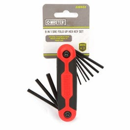 SAE Hex Key Set, Small, Plastic, Fold-Up, 9-In-1