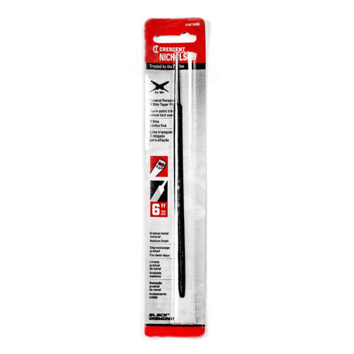 Apex Crescent Tools Triangle Single Cut Extra Slim Taper File - Carded