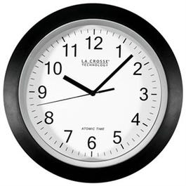 Atomic Analog Wall Clock, Black Plastic Frame, 12-In.