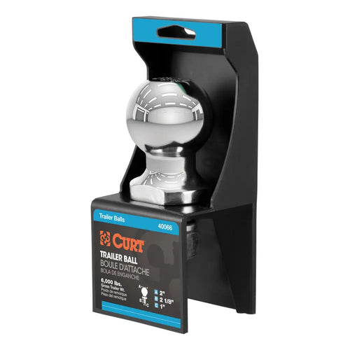 Curt 2 Trailer Ball (1 x 2-1/8 Shank, 6,000 lbs., Chrome, Packaged)Print