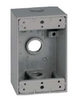 Teddico One Gang Outlet Box with 3 Threaded Outlets