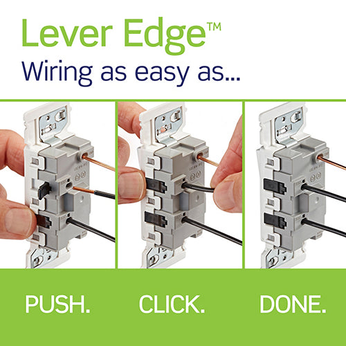 Lever Edge 15 Amp Single Pole Rocker Switch, White
