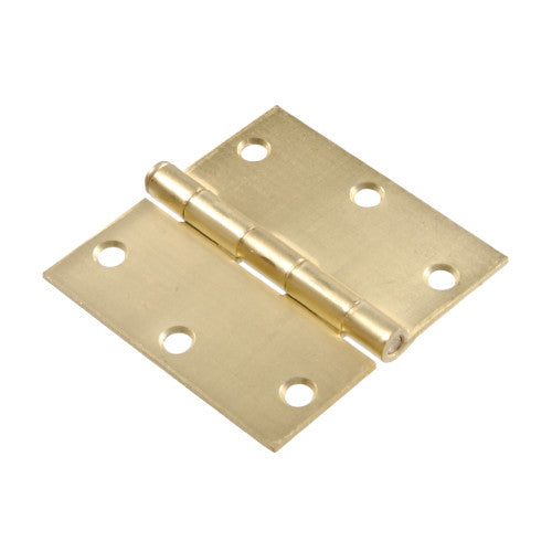 Hillman Square Corner Door Hinge Satin Brass (3-1/2) 3 Pack