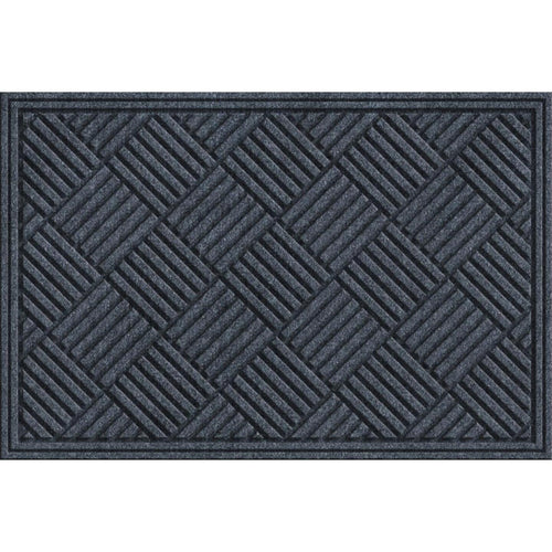 Apache Textures Smoke 24 In. x 36 In. Carpet/Recycled Rubber Door Mat